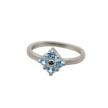 Load image into Gallery viewer, Aquamarine-Lucky-Clover-Ring-sterling-silver