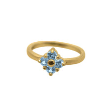 Load image into Gallery viewer, Aquamarine-Lucky-Clover-Ring-yellow-gold