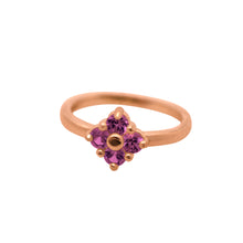 Load image into Gallery viewer, Rose-Gold-Lucky-Clover-Ring-Rhodolite-Garnet