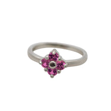 Load image into Gallery viewer, Sterling-Silver-Lucky-Clover-Ring-Rhodolite-Garnet