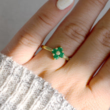 Load image into Gallery viewer, Yellow-Gold-Close-up-Emerald-Lucky-Ring