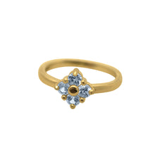 Load image into Gallery viewer, yellow-gold-Lucky-Clover-Ring-gray-spinel