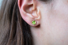 Load image into Gallery viewer, 6mm-gold-peridot-stud