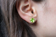 Load image into Gallery viewer, 8mm-gold-peridot-stud