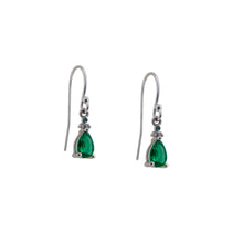 Load image into Gallery viewer, One-of-a-Kind Emerald Earrings with Alexandrite and Diamond Accents in 14k White Gold