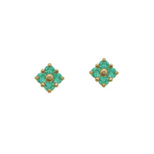 Load image into Gallery viewer, Lucky Stud Earrings in Natural Emerald