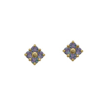 Load image into Gallery viewer, Gold-Alexandrite-Lucky-Clover-Stud-Earrings