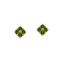 Load image into Gallery viewer, Gold-Green-Tourmaline-Lucky-Clover-Stud-Earrings
