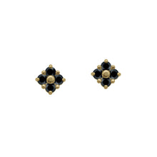 Load image into Gallery viewer, Gold-Lucky-Clover-Black-Spinel-Stud-Earring