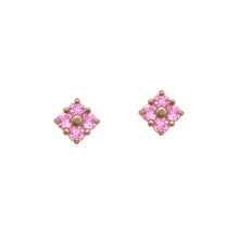 Load image into Gallery viewer, Pink-Sapphire-Lucky-Clover-Stud-Earrings