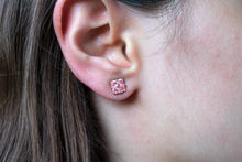 Load image into Gallery viewer, Pink-Sapphire-Lucky-Clover-Stud-Earrings