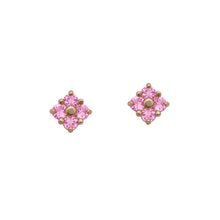 Load image into Gallery viewer, Pink-Spinel-Lucky-Clover-Stud-Earrings