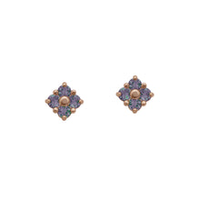 Load image into Gallery viewer,    Rose-Gold-Alexandrite-Lucky-Clover-Stud-Earring