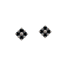Load image into Gallery viewer, Silver-Lucky-Clover-Black-Spinel-Stud-Earring