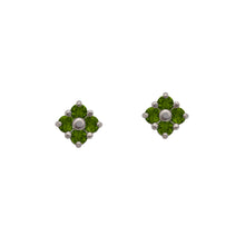 Load image into Gallery viewer, Sterling-Green-Tourmaline-Lucky-Clover-Stud-Earrings