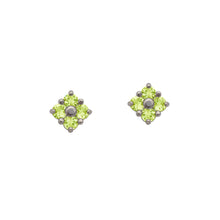 Load image into Gallery viewer, Sterling-Peridot-Lucky-Clover-Stud-Earrings