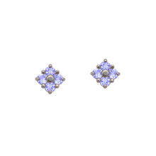 Load image into Gallery viewer, Sterling-Tanzanite-Lucky-Clover-Stud-Earrings