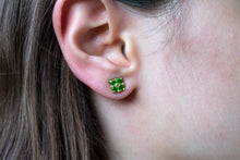Load image into Gallery viewer, Tsavorite-Garnet-Lucky-Clover-Stud