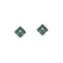 Load image into Gallery viewer, White-Gold-Alexandrite-Lucky-Clover-Stud-Earrings