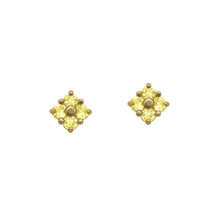 Load image into Gallery viewer, Yellow-Sapphire-Lucky-Clover-Stud-Earrings