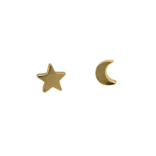 Load image into Gallery viewer, Mismatch Moon and Star Stud Earrings