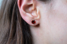 Load image into Gallery viewer, Garnet Round Faceted Stud Earrings