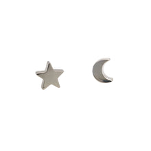 Load image into Gallery viewer, Mismatch Moon and Star Stud Earrings