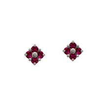 Load image into Gallery viewer, sterling-silver-Rhodelite-Garnet-Lucky-Clover-Stud-Earrings