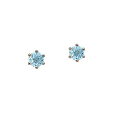 Load image into Gallery viewer, sterling-silver-aquamarine-Faceted-Studs