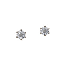 Load image into Gallery viewer, sterling-silver-white-sapphire-facated-stud