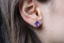 Load image into Gallery viewer, 8mm Amethyst Stud Earrings
