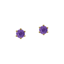 Load image into Gallery viewer,    yellow-gold-amethyst-facated-stud