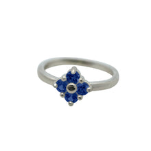 Load image into Gallery viewer, White-Gold-Blue-sapphire-Lucky-Clover-Ring
