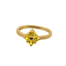 Load image into Gallery viewer, Yellow-Sapphire-Lucky-Clover-Ring-in-Yellow-Gold
