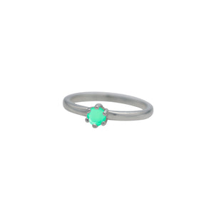 Chrysoprase Round Faceted Stacking Ring