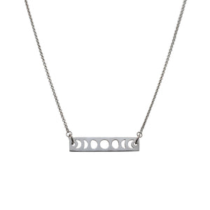 Moon Phase Bar Necklace in Sterling Silver