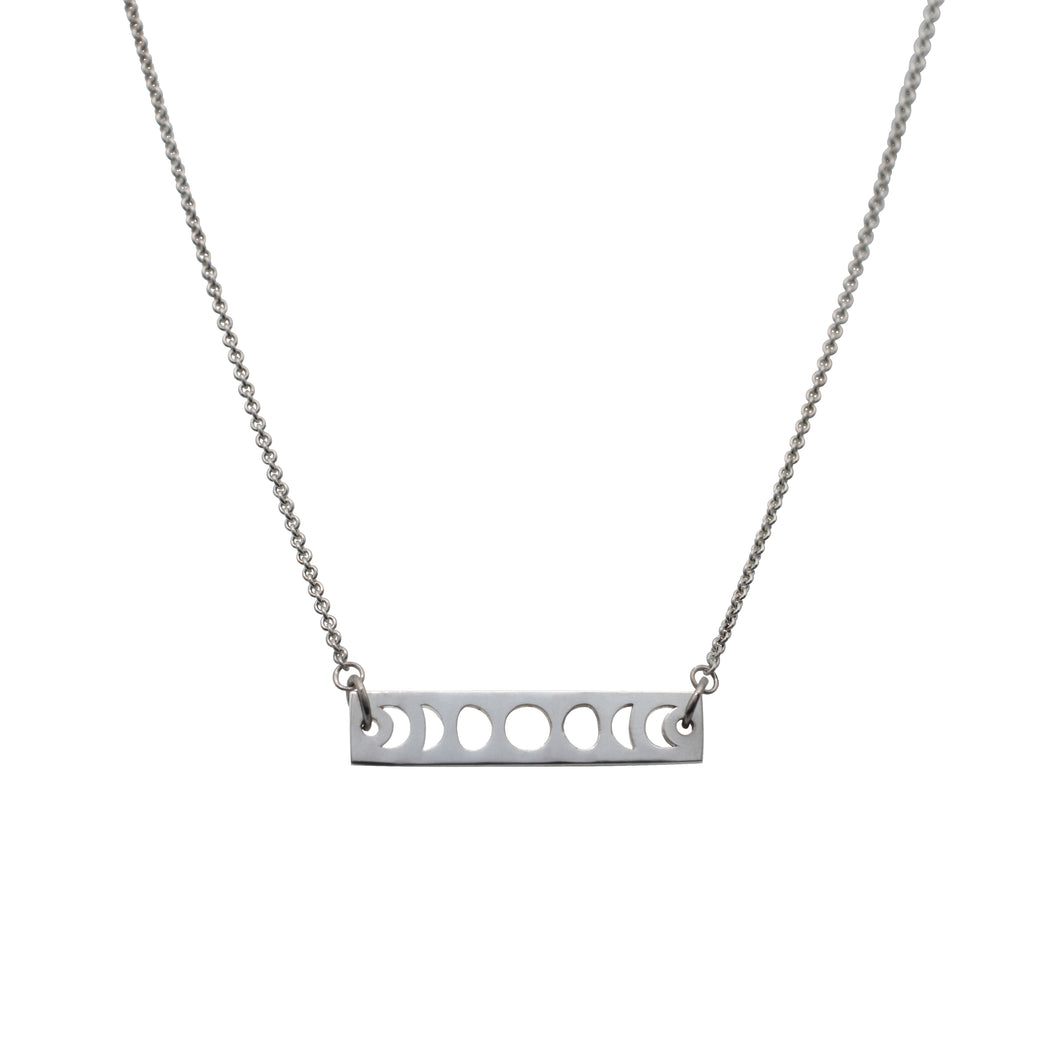 Moon Phase Bar Necklace in Sterling Silver