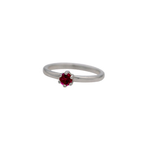   Sterling-Silver-Rhodolite-Garnet-Birthstone-Solitare-Stacking-Ring