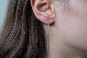Crescent Moon Threader Earrings